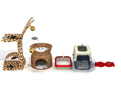 Cat set house with litter tray 3D model