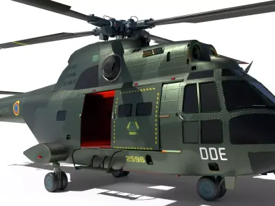 Helicopter puma 9 textures Low-poly 3D model
