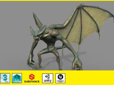 Monster Bat Low-poly 3D model