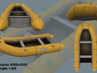 Inflatable boat Low-poly 3D model order