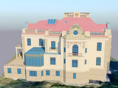 Villa Josef Thyssen Low-poly 3D model