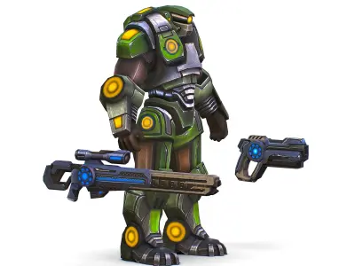 Sci-Fi Male Cyborg - Man Drone Heavy Sniper Soldier Bandit Low-poly 3D model