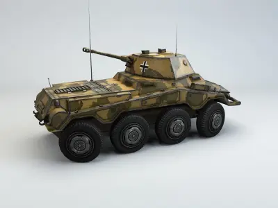 Low Poly SdKfz 234 2 Puma Armored Car Low-poly 3D model