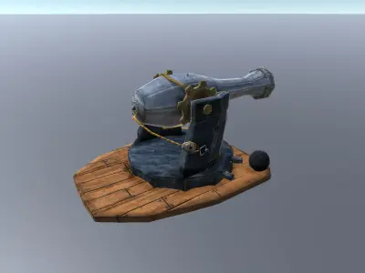 Small Medieval Cannon Low-poly 3D model