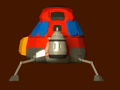 Rigged animated low-poly space-ship Low-poly 3D model