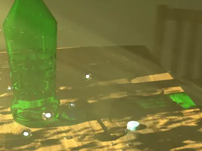 Animated Photorealistic Glass Bottle Scene Made in Blender 3D model