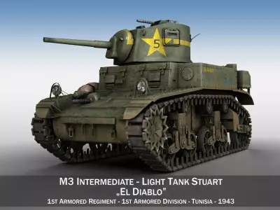 M3 Light Tank Stuart - El Diablo 3D model