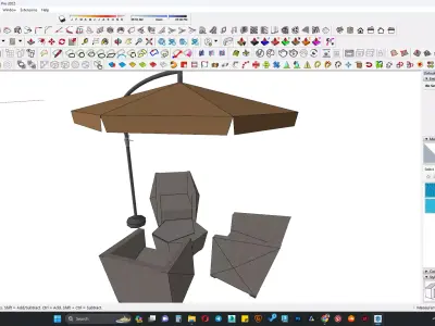 outdoor sitting with umbrella 3D model