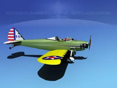 Flybaby old airplane flying in sky 3D model