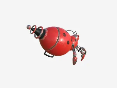 Cute Robot E09 Red Paint - SciFi Character Design Low-poly 3D model
