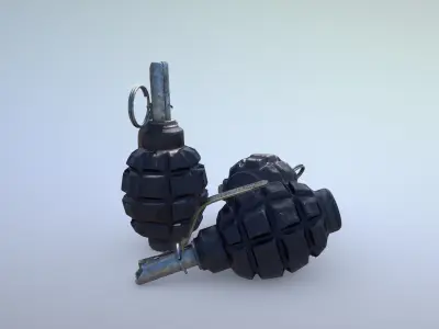 Ammo Grenade F1-UZRGM-2 Black Low-poly 3D model