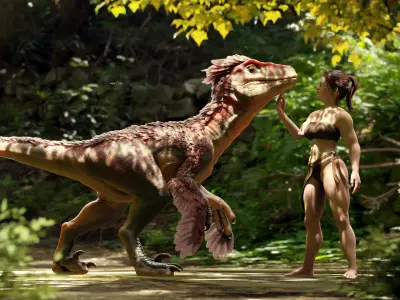 Feathered Raptor - Rigged - Blender  Low-poly 3D model