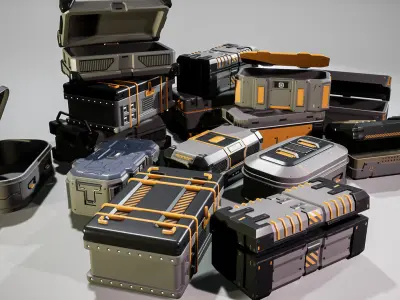 Ammo Boxes Props Low-poly 3D model
