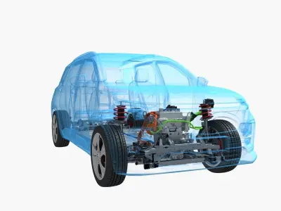 Electric Car Chassis X-Ray and SUV Chassis X-Ray 3D model
