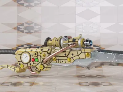 Steampunk pistol Free low-poly 3D model