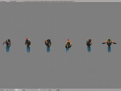 Rooster colorful Low-poly 3D model