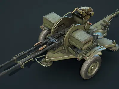 ZU-23-2 Anti-Aircraft Cannon Low-poly 3D model