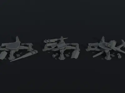 Cartoon Diselpunk artillery Polygonal Style Low-poly 3D model