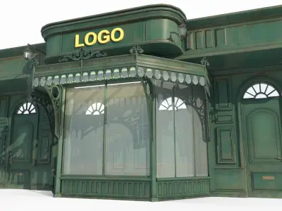 Ancient architecture town shop storefront 3D model