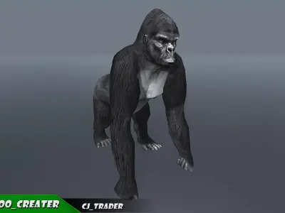 Lowpoly Gorilla Rigged 3D Model Low-poly 3D model