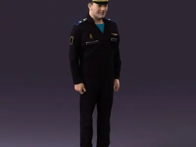 man in russian army blue uniform 1110 3D model