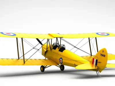 De Haviland 82A Tiger Moth Low-poly 3D model