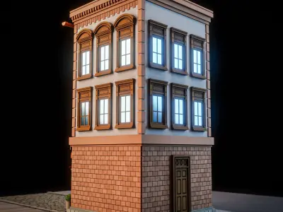 LOWPOLY CITY BUILDING STYLIZE 5 Low-poly 3D model