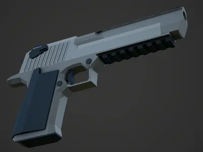 Stylized Desert Eagle Pistol Low Poly Mobile Ready Low-poly 3D model
