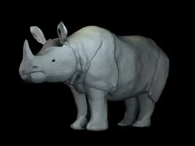 One horned Rhino Complete Scene Rigged 2 versions Low-poly 3D model