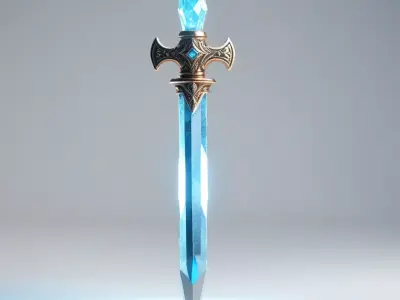 Glowing Crystal Dagger 3D Model 3D model