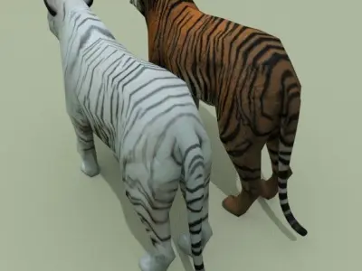 LowPoly Tigers two Free low-poly 3D model