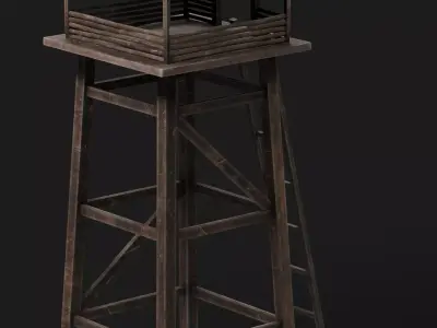 Post Apocalyptic Watch Tower Low-poly 3D model