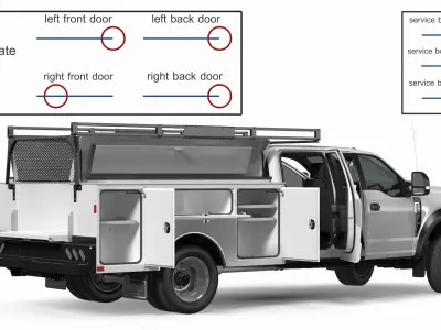 White Ford Super Duty F550 with Service Body Rigged 3D model