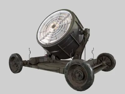 Searchlight wwii light projector Low-poly 3D model