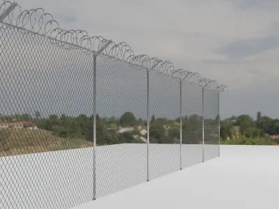 Chain link fence low-poly Free 3D model