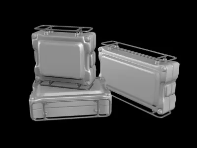 SciFi boxes Low-poly 3D model