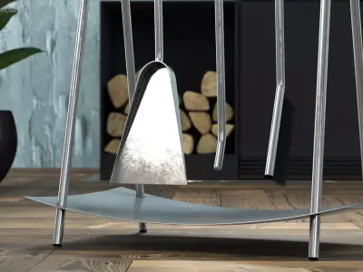Port Fireplace Tools Silver 3D model