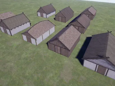 Vikings Norse reallistic architecture pack Low-poly 3D model