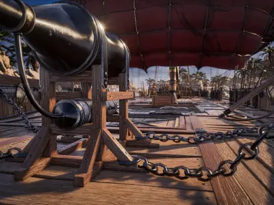 High Quality Antique Trireme Ship with interior Low-poly 3D model