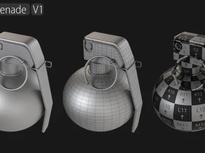 Grenade Collection - 40 Grenades with Zbrush IMM Brushes 3D model