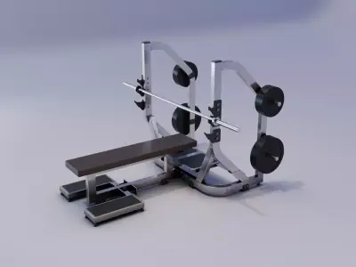  Barbell Bench Press Low-poly 3D model