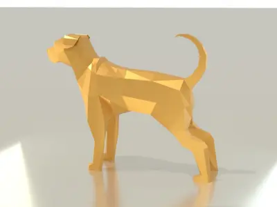 Low poly rottweiler golden dog Free low-poly 3D model