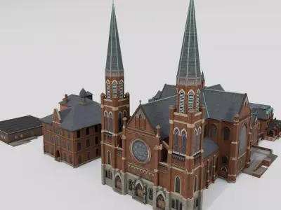 Ste Anne de Detroit historic church 3D model