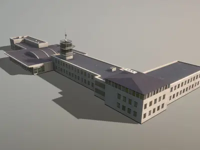 Airport Terminal LKPR Military Terminal Prague Ruzyne Airport Low-poly 3D model