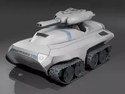 Futuristic Sci-fi Modern War Tank White Low-poly 3D model