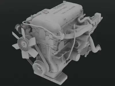 Nissan SR20DET Red Top engine Low-poly 3D model