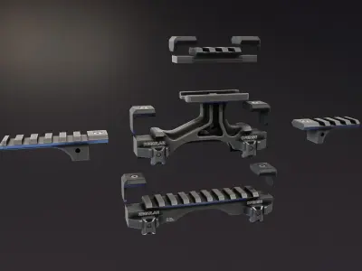 Optical Mount Modular Picatinny Rail Low-poly 3D model