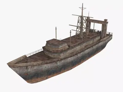 Abandoned Rusted Ship Low-poly 3D model