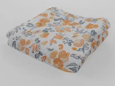 Blanket folded with orange flowers Free 3D model