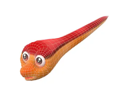 Swamp Eel Fish Cartoon Animated Low-poly 3D model